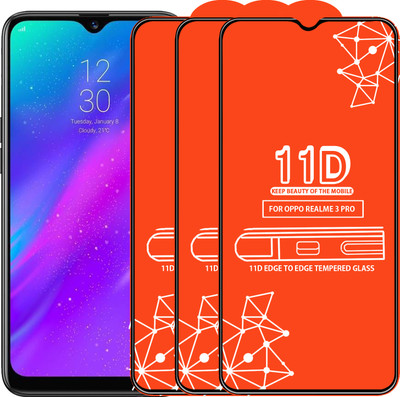 Qyist Edge To Edge Tempered Glass for Realme 3 Pro(Pack of 3)
