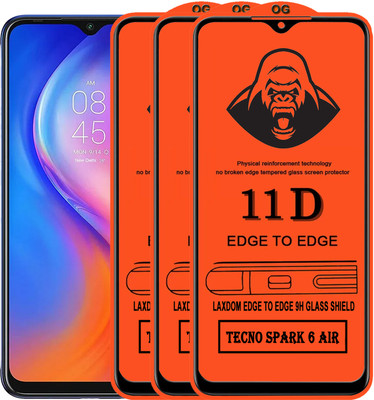 Laxdom Edge To Edge Tempered Glass for TECNO SPARK 6 AIR(Pack of 3)