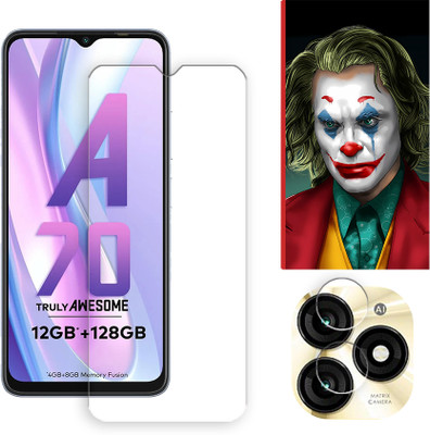 ARBAN Edge To Edge Tempered Glass for itel A70 4G Tempered Screen Protector | Anti-Scratch | Edge to Edge Full Coverage | 9H Hardness ( 1 FRONT SCREEN GUARD + 1 CAMERA LENS PROTECTOR + 1 FREE BACK EMBOSSED SKIN026 )(Pack of 1)