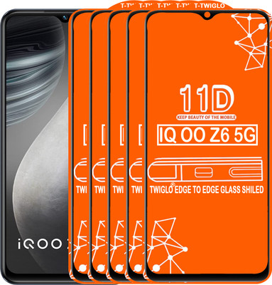 TWIGLO Edge To Edge Tempered Glass for IQOO Z6 5G(Pack of 5)