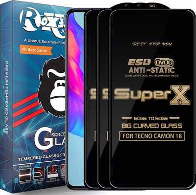 Roxel Edge To Edge Tempered Glass for TECNO CAMON 18(Pack of 3)