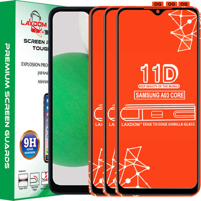 Laxdom Edge To Edge Tempered Glass for SAMSUNG GALAXY A03 CORE(Pack of 3)
