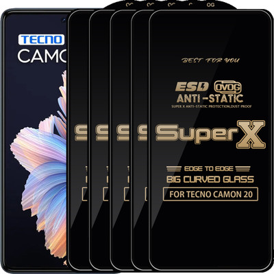 Roxel Edge To Edge Tempered Glass for TECNO CAMON 20(Pack of 5)