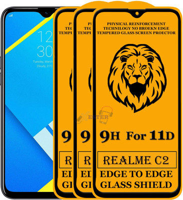 Xester Edge To Edge Tempered Glass for Realme C2(Pack of 3)