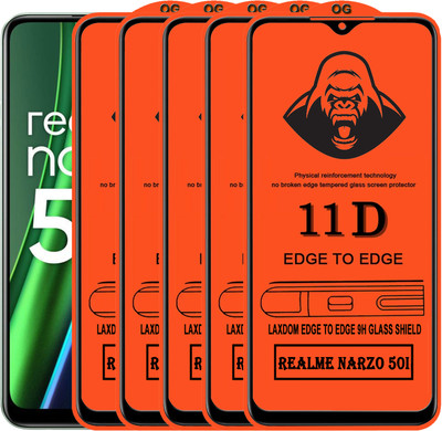 Laxdom Edge To Edge Tempered Glass for REALME NARZO 50I(Pack of 5)