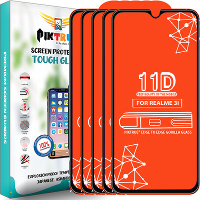 PikTrue Edge To Edge Tempered Glass for Realme 3i(Pack of 5)
