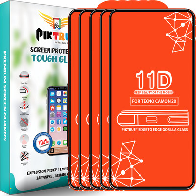 PikTrue Edge To Edge Tempered Glass for Tecno Camon 20(Pack of 5)