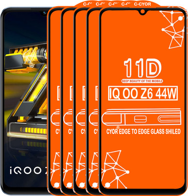 CYOR Edge To Edge Tempered Glass for IQOO Z6 44W(Pack of 5)