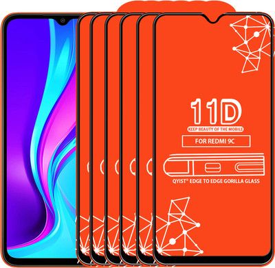 Qyist Edge To Edge Tempered Glass for Redmi 9C(Pack of 6)