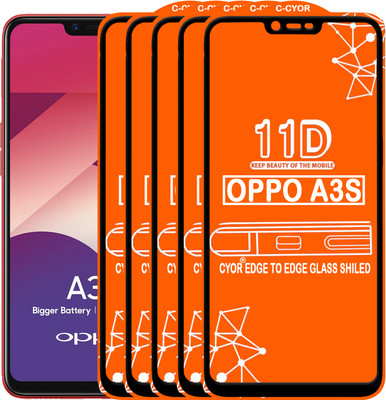 CYOR Edge To Edge Tempered Glass for Oppo A3s(Pack of 5)
