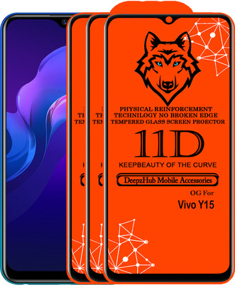 DeepzHub Edge To Edge Tempered Glass for Vivo Y15(Pack of 3)