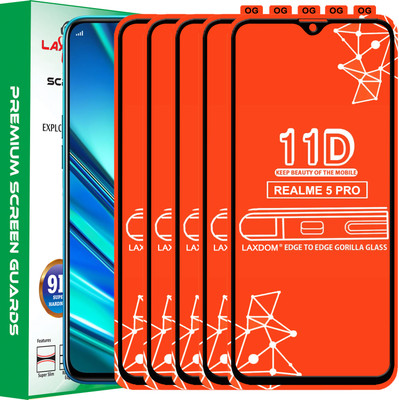 Laxdom Edge To Edge Tempered Glass for REALME 5 PRO(Pack of 5)