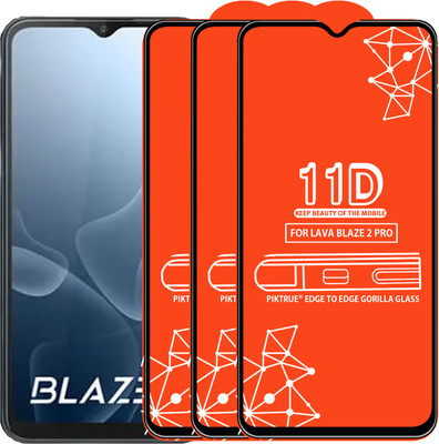 PikTrue Edge To Edge Tempered Glass for LAVA BLAZE 2 PRO(Pack of 3)