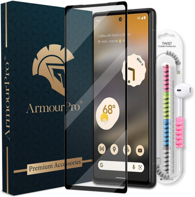 ArmourPro Edge To Edge Tempered Glass for Google Pixel 6A 5G, Google Pixel 7A 5G, Pixel 7A 5G, Pixel 6A 5G, Pixel 6A, (1 OG Tempered Glass with 1 Cable Protector)(Pack of 2)