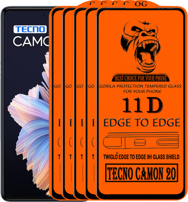TWIGLO Edge To Edge Tempered Glass for TECNO CAMON 20(Pack of 5)