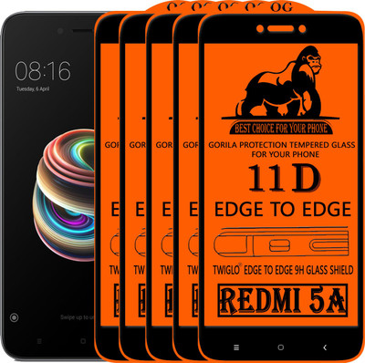 TWIGLO Edge To Edge Tempered Glass for Mi Redmi 5A(Pack of 5)