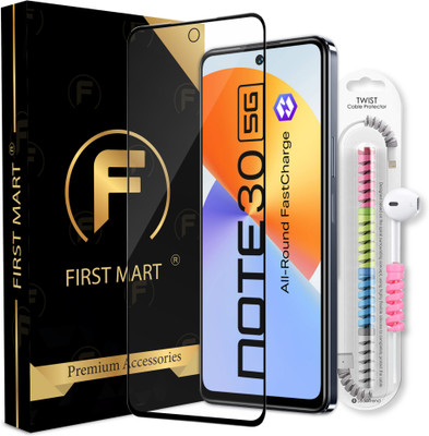 FIRST MART Edge To Edge Tempered Glass for Infinix Note 30 5G, Infinix Note 30, OG Tempered Glass with Cable Protector(Pack of 1)