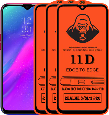 Laxdom Edge To Edge Tempered Glass for REALME 3 PRO(Pack of 3)
