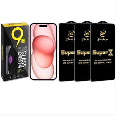 SuperX Edge To Edge Tempered Glass for iPhone 15 Plus(Pack of 3)