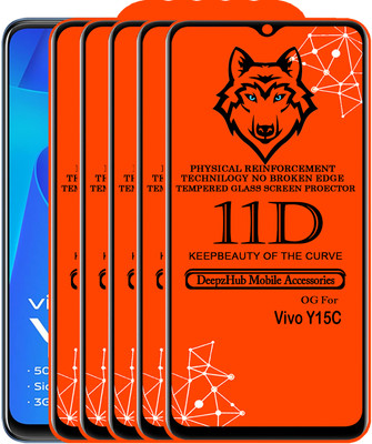 DeepzHub Edge To Edge Tempered Glass for Vivo Y15c(Pack of 5)