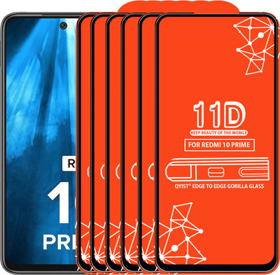 Qyist Edge To Edge Tempered Glass for Redmi 10 Prime(Pack of 6)