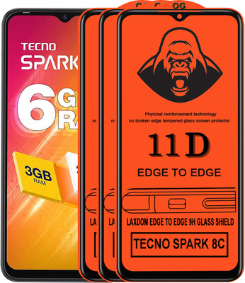 Laxdom Edge To Edge Tempered Glass for TECNO SPARK 8C(Pack of 3)