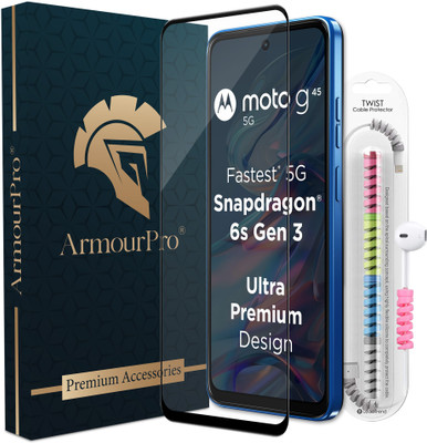 ArmourPro Edge To Edge Tempered Glass for Motorola G45 5G, Moto G45 5G, Motorola G45, Moto G45, OG Tempered Glass with Cable Protector(Pack of 1)