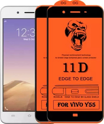 1DOLLAR Edge To Edge Tempered Glass for Vivo Y55 Y55s and Y55L -[ 11D Tempered Glass, Impact Absorb, Full Adhesive Glass, With Installation Kit ]-11D(Pack of 2)
