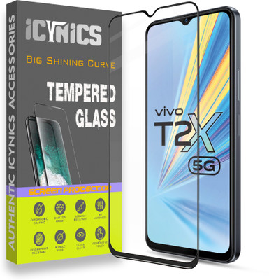 ICYNICS Edge To Edge Tempered Glass for Vivo T2X 5G, Anti-Fingerprint, Waterproof, Oil-resistant, Bubble-Free, Anti-Static, Scratch Resistant Full Coverage with Wooden box to ensure safety(Pack of 1)