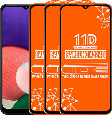 TWIGLO Edge To Edge Tempered Glass for SAMSUNG A22 4G(Pack of 3)