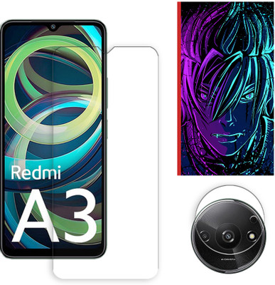 ARBAN Edge To Edge Tempered Glass for Xiaomi Redmi A3 4G Tempered Glass Screen Protector | Anti-Scratch | Edge to Edge Full Coverage | 9H Hardness (1 FRONT SCREEN GUARD + 1 CAMERA LENS PROTECTOR + 1 FREE BACK EMBOSSED SKIN002)(Pack of 1)