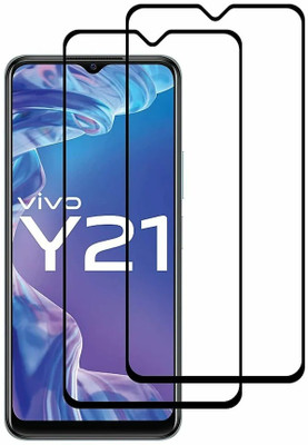 HIE POWER Edge To Edge Tempered Glass for Vivo Y21A-| 9H Hardness, Anti-Scratch Edge to Edge Full Glue Mobile Screen protector with Wet & dry Wipes |(Pack of 2)