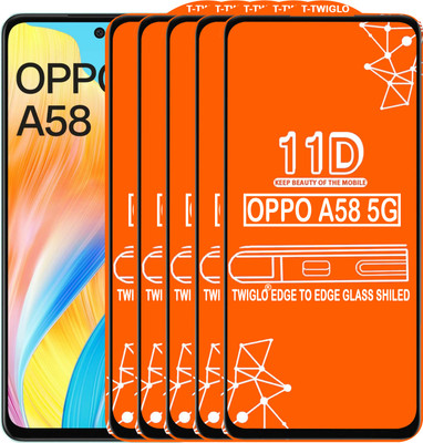 TWIGLO Edge To Edge Tempered Glass for OPPO A58 4G(Pack of 5)