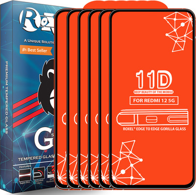 Roxel Edge To Edge Tempered Glass for Redmi 12 5G(Pack of 6)