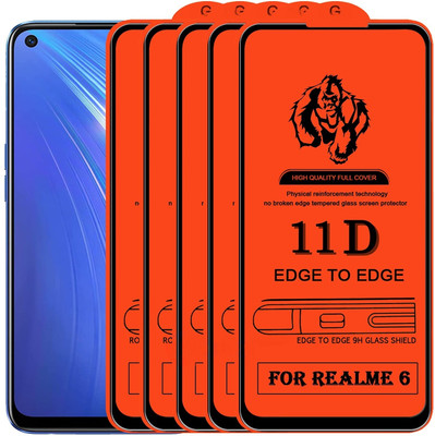 HIE POWER Edge To Edge Tempered Glass for Realme 6(Screen Protector with Easy Installation Kit-Pack of 5)(Pack of 5)