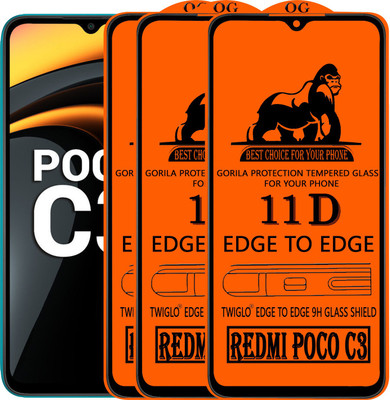 TWIGLO Edge To Edge Tempered Glass for REDMI POCO C3(Pack of 3)