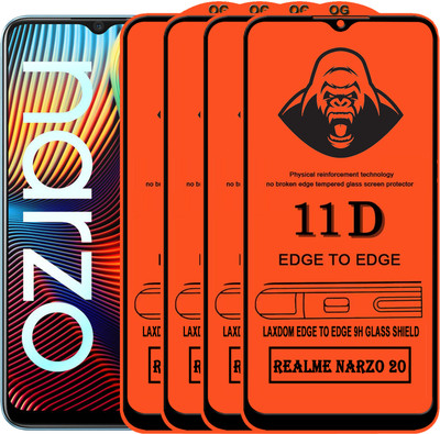 Laxdom Edge To Edge Tempered Glass for REALME NARZO 20(Pack of 4)