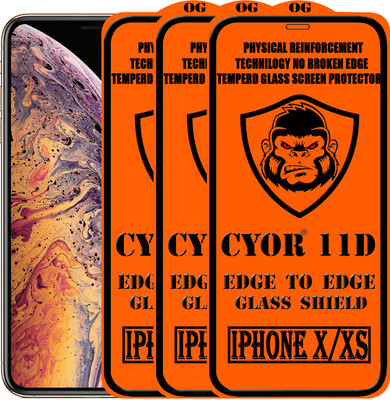 CYOR Edge To Edge Tempered Glass for Apple iPhone XS(Pack of 3)
