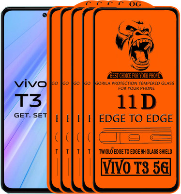 TWIGLO Edge To Edge Tempered Glass for VIVO T3 5G(Pack of 5)