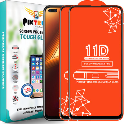 PikTrue Edge To Edge Tempered Glass for Realme 6 Pro(Pack of 2)