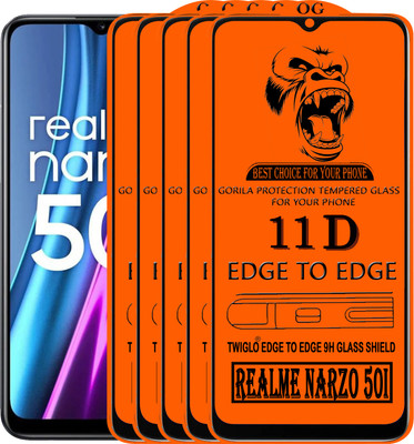 TWIGLO Edge To Edge Tempered Glass for REALME NARZO 50I(Pack of 5)