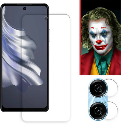 SOMTONE Edge To Edge Tempered Glass for Tecno Spark 20P 4G Tempered Glass Screen Protector | Anti-Scratch | Edge to Edge Full Coverage | 9H Hardness ( 1 FRONT SCREEN GUARD + 1 CAMERA LENS PROTECTOR + 1 FREE BACK EMBOSSED SKIN026 )(Pack of 1)