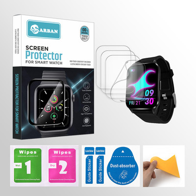 ARBAN Edge To Edge Tempered Glass for Fastrack Reflex Beat+ 1.69 inch Smartwatch 4 PROTECTOR + 4 WIPES + 4 DUST REMOVAL STICKER + 1 WIPER(Pack of 4)