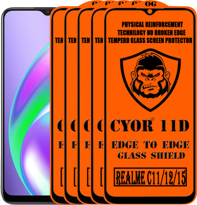 CYOR Edge To Edge Tempered Glass for REALME C15(Pack of 5)
