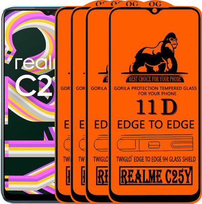 TWIGLO Edge To Edge Tempered Glass for REALME C21Y(Pack of 4)