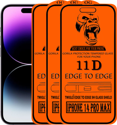TWIGLO Edge To Edge Tempered Glass for IPHONE 14 PRO MAX(Pack of 3)