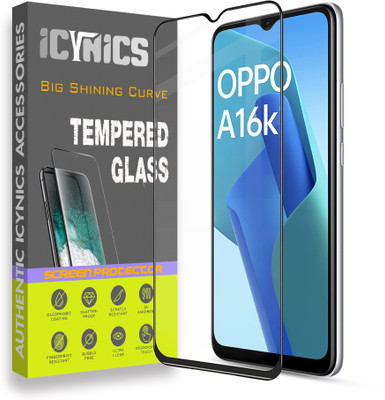 ICYNICS Edge To Edge Tempered Glass for Oppo A16k, Anti-Fingerprint, Waterproof, Oil-resistant, Bubble-Free, Anti-Static with Full Screen Coverage & Easy Installation(Pack of 1)