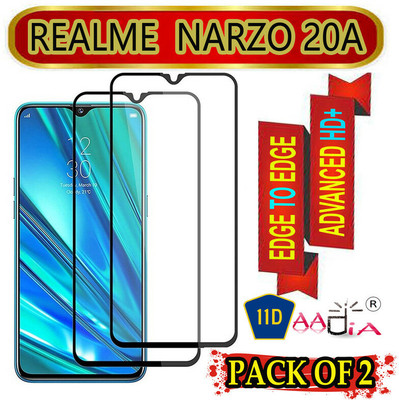 aadia Edge To Edge Tempered Glass for REALME NARZO 20A(Pack of 2)