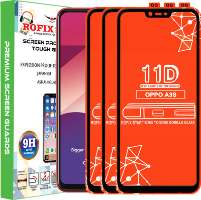 Rofix star Edge To Edge Tempered Glass for Oppo A3s(Pack of 3)