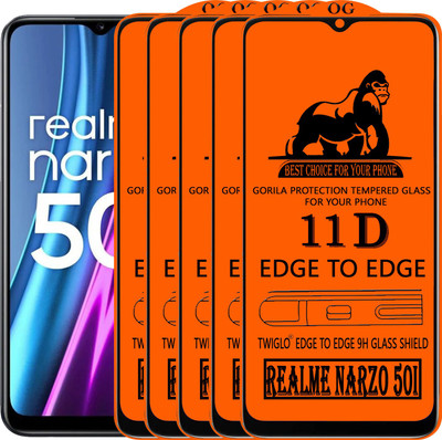 TWIGLO Edge To Edge Tempered Glass for REALME NARZO 50I(Pack of 5)